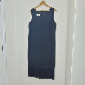 Michel Antoni Vintage Black Sleeveless Square Neck Back Zip Cocktail Dress Sz 14